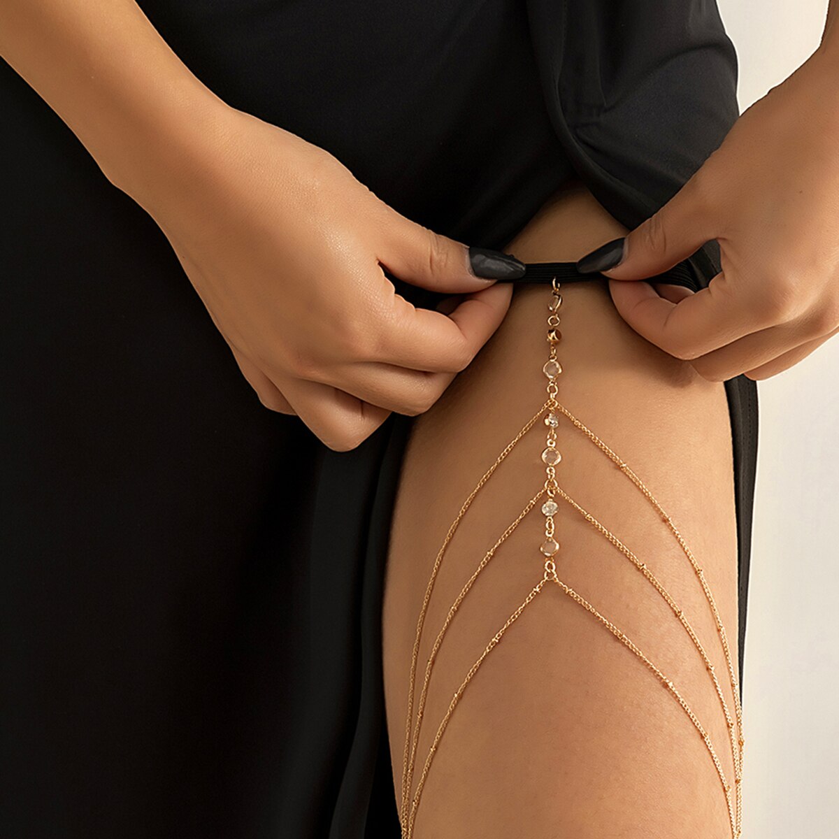 Boho Elastic Band Crystal Leg  - Ethnic Fashion Collection review and price